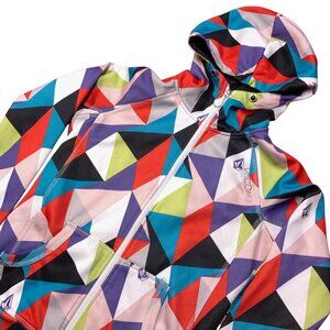 Vintage Y2K‎ Volcom Full Zip Hoodie Women's S Cyber Surf Skater All Over Print